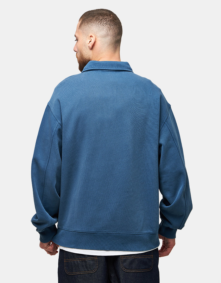 Carhartt WIP Half Zip Detroit Sweat - Blue River (Stone Washed)