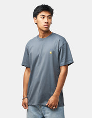 Carhartt WIP S/S Chase T-Shirt - Cozy Blue/Gold