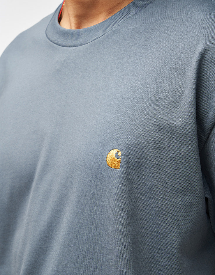 Carhartt WIP S/S Chase T-Shirt - Cozy Blue/Gold