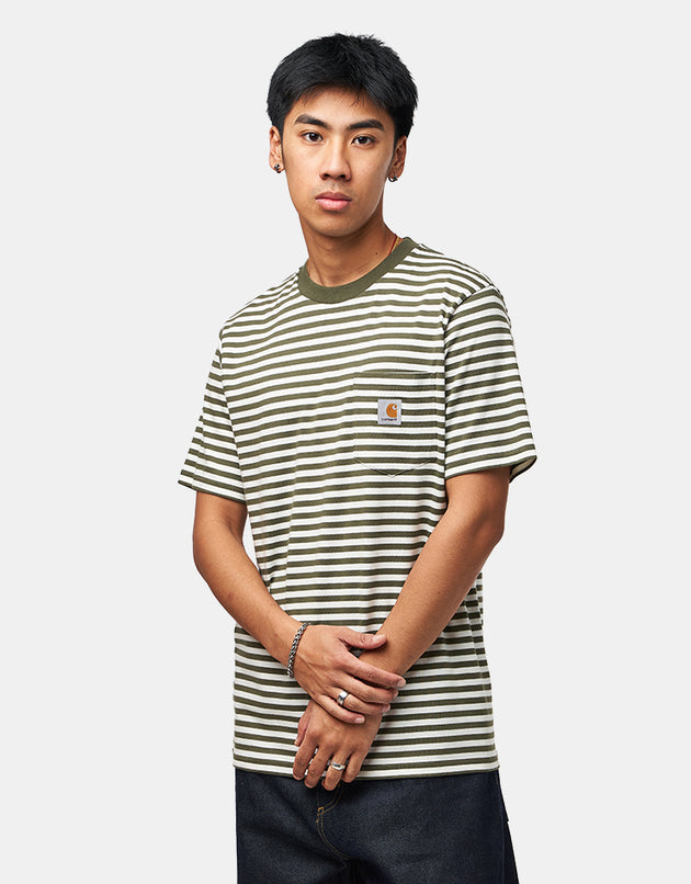 Carhartt WIP S/S Ezra Pocket T-Shirt - Ezra Stripe/Leaf/Wax