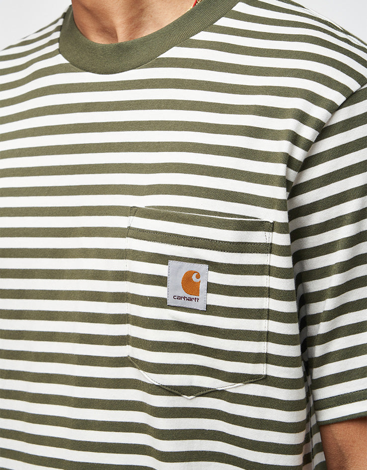 Carhartt WIP S/S Ezra Pocket T-Shirt - Ezra Stripe/Leaf/Wax