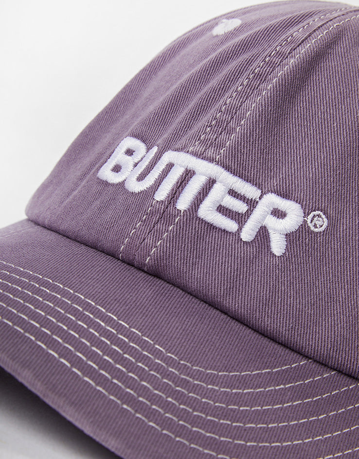 Butter Goods Rounded Logo 6 Panel Cap - Washed Eggplant