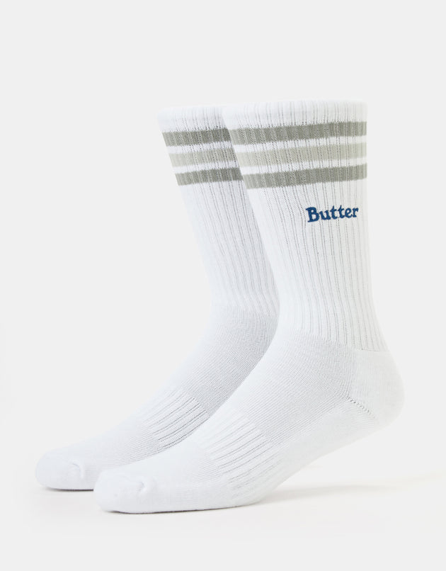 Butter Goods Stripe Crew Socks - White