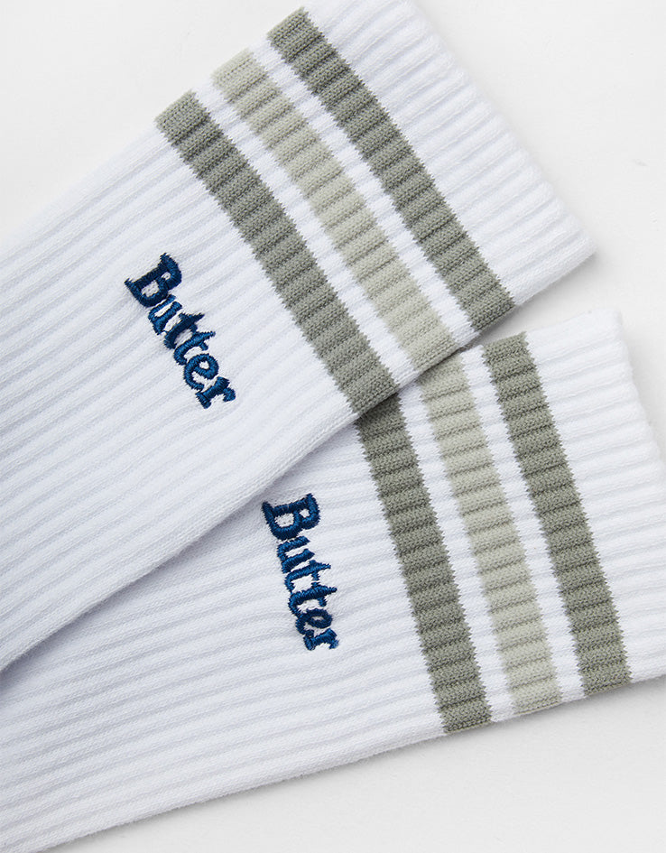 Butter Goods Stripe Crew Socks - White