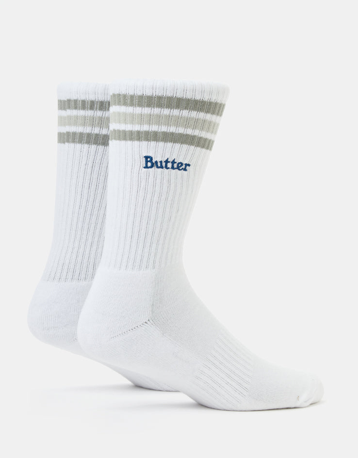 Butter Goods Stripe Crew Socks - White