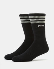 Butter Goods Stripe Crew Socks - Black