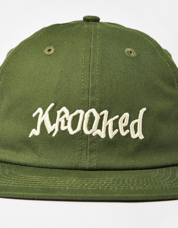 Krooked Double OK Script Cap - Olive/Cream