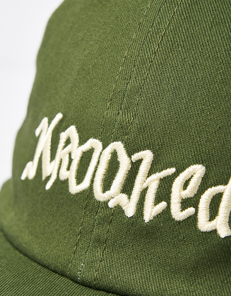 Krooked Double OK Script Cap - Olive/Cream