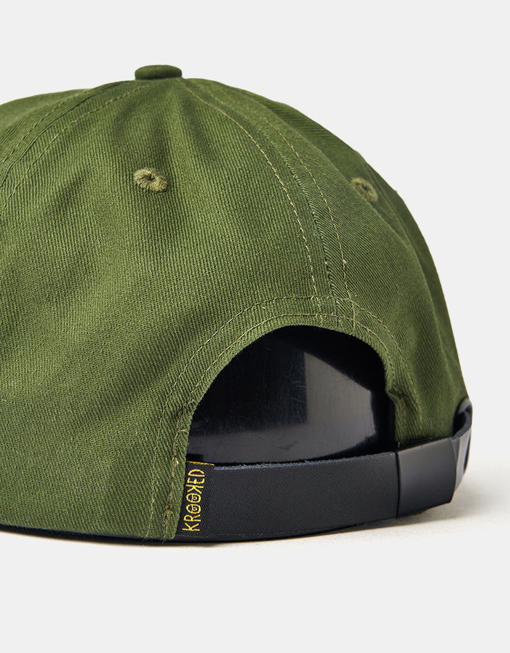 Krooked Double OK Script Cap - Olive/Cream