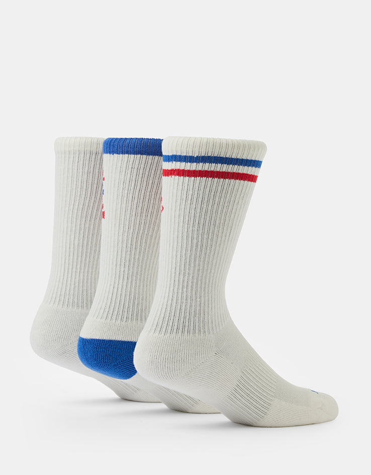 Nike Everyday Plus 3 Pack Crew Socks - Red/Blue Trio