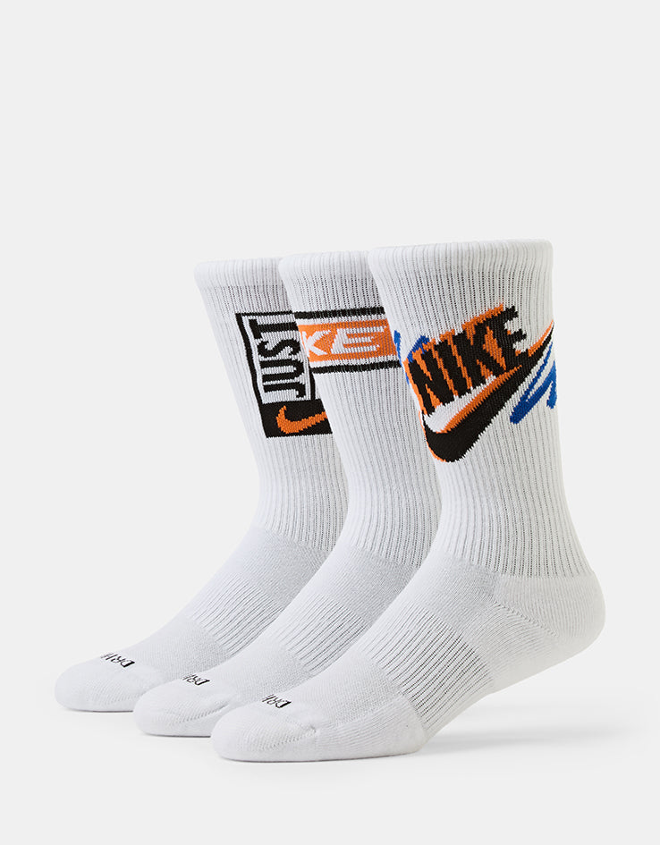 Nike Everyday Plus 3 Pack Crew Socks - White/Black Trio