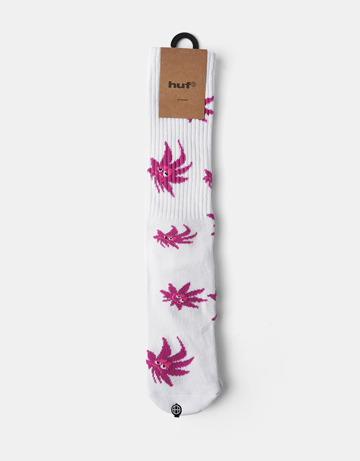 HUF Green Buddy Exhale Socks - White