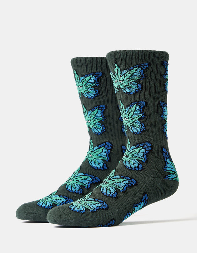 HUF Green Budderfly Socks - Forest Green