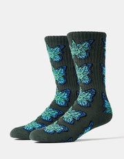 HUF Green Budderfly Socks - Forest Green