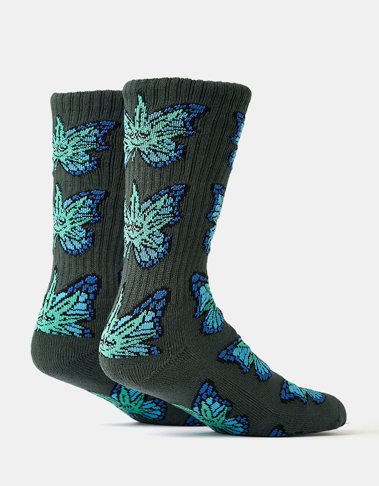 HUF Green Budderfly Socks - Forest Green