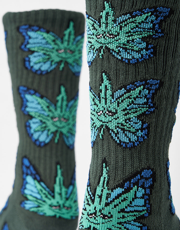 HUF Green Budderfly Socks - Forest Green