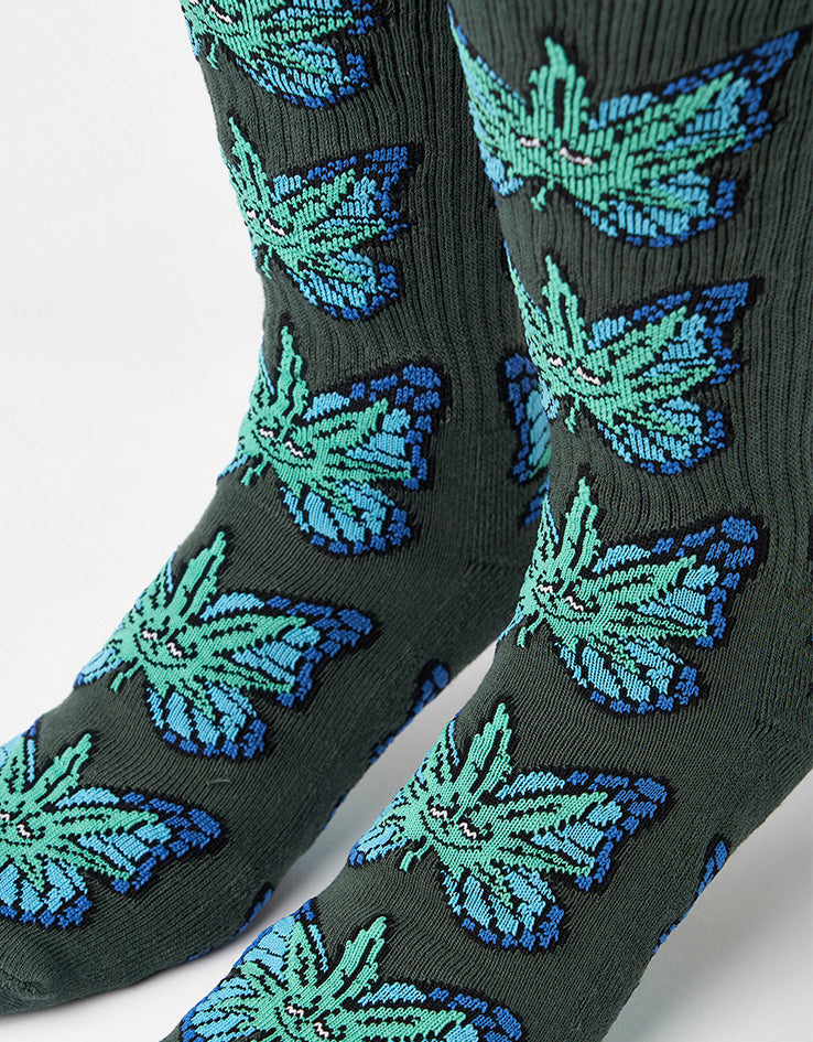 HUF Green Budderfly Socks - Forest Green