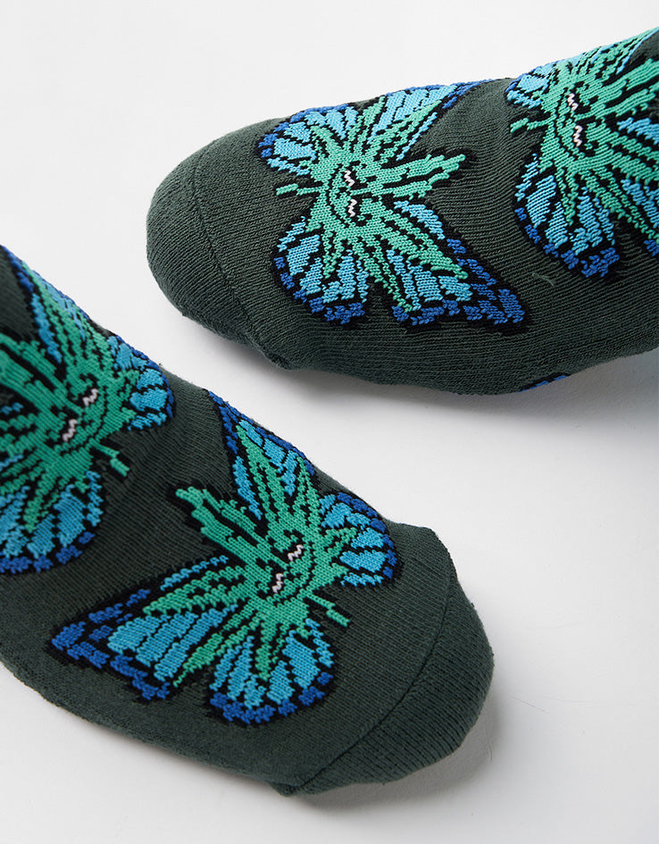 HUF Green Budderfly Socks - Forest Green
