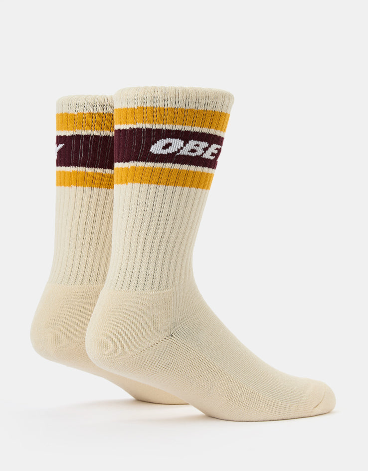 Obey Cooper II Crew Socks - Unbleached/Zinfandel