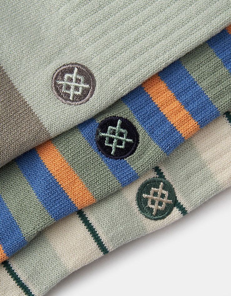 Stance Prep Stripe 3 Pack Crew Socks - Pale Blue