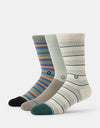Stance Prep Stripe 3 Pack Crew Socks - Pale Blue