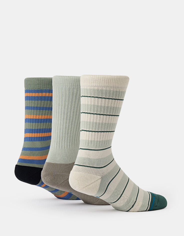 Stance Prep Stripe 3 Pack Crew Socks - Pale Blue