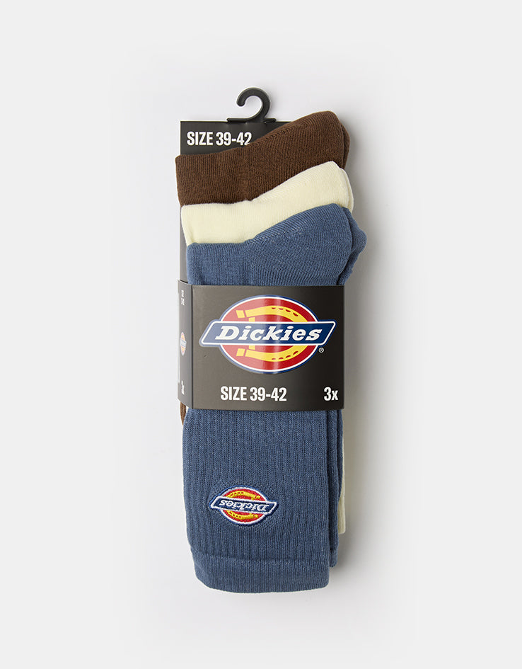 Dickies Valley Grove 3 Pack Crew Socks - Retro Indigo