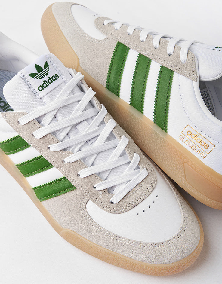 adidas Glenburn Skate Shoes - White/Crew Green/Gum