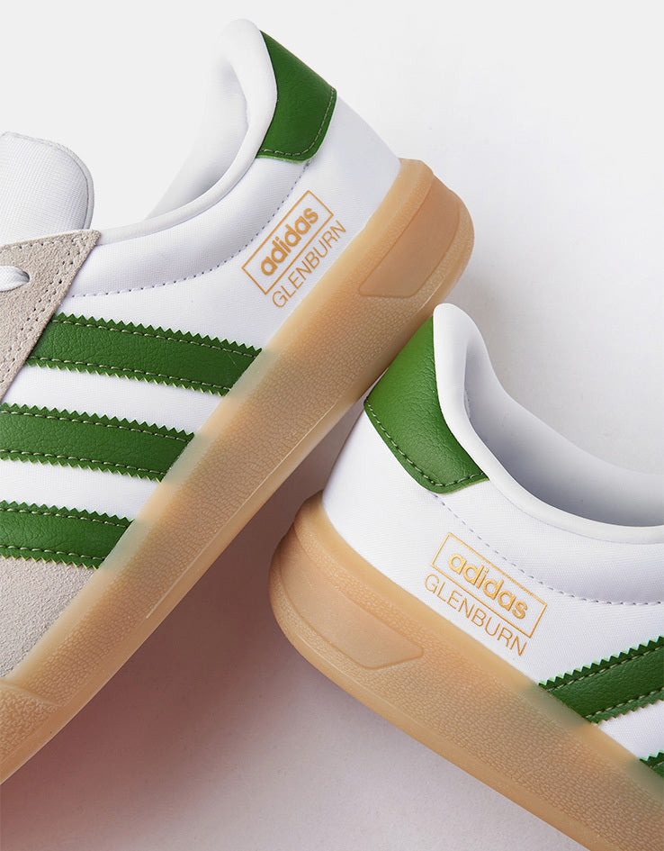 adidas Glenburn Skate Shoes - White/Crew Green/Gum