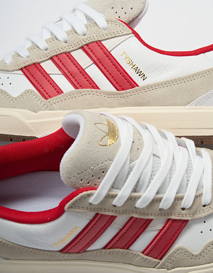 adidas Tyshawn II Skate Shoes - White/Better Scarlet/Chalk White