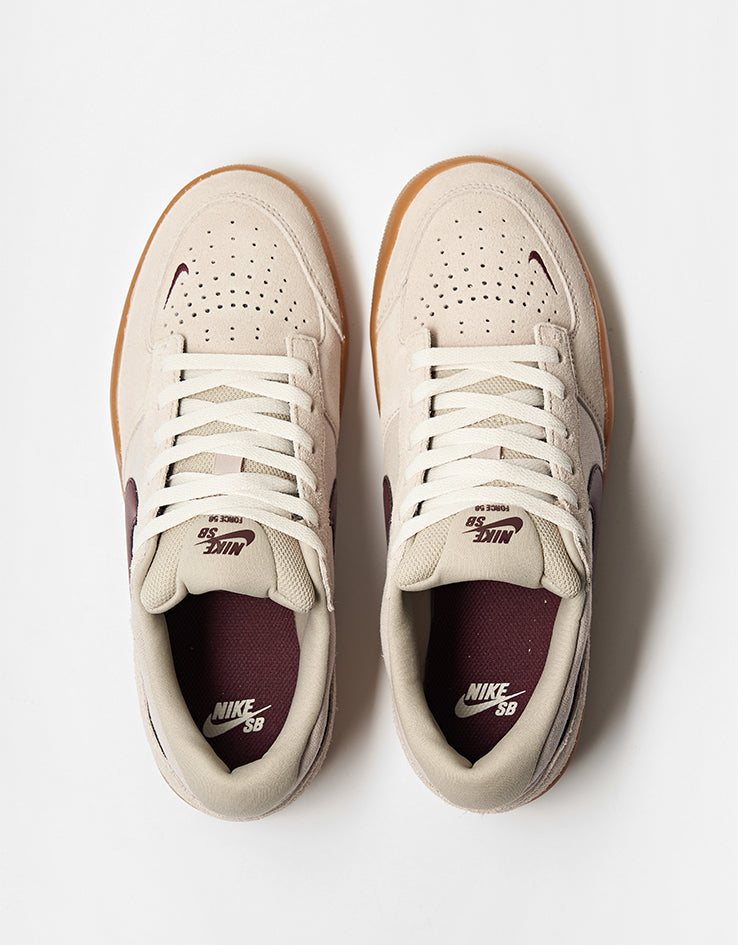 Nike SB Force 58 Skate Shoes - Cream II/Burgundy Crush-Gum Light Brown