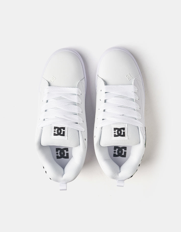 DC Court Graffik Skate Shoes - Liquid Fuego White