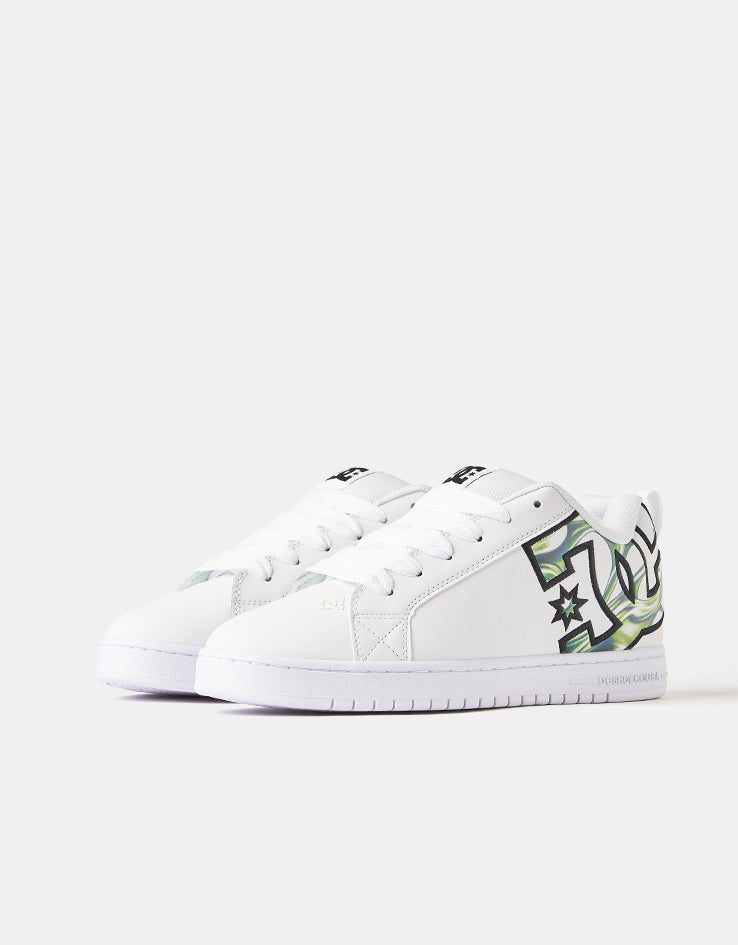 DC Court Graffik Skate Shoes - Liquid Fuego White