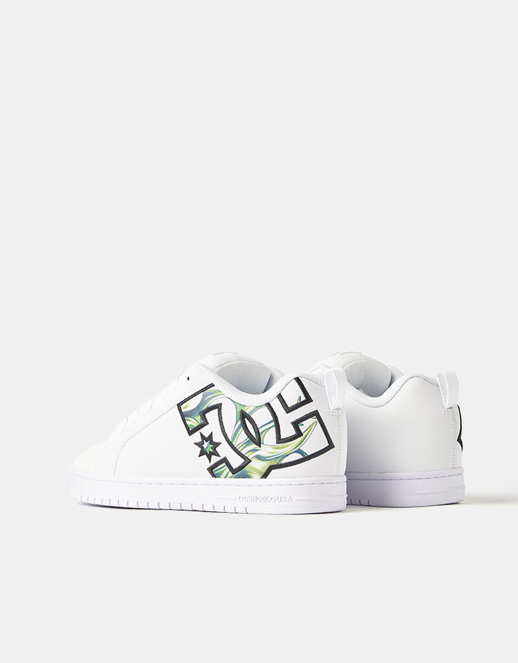 DC Court Graffik Skate Shoes - Liquid Fuego White