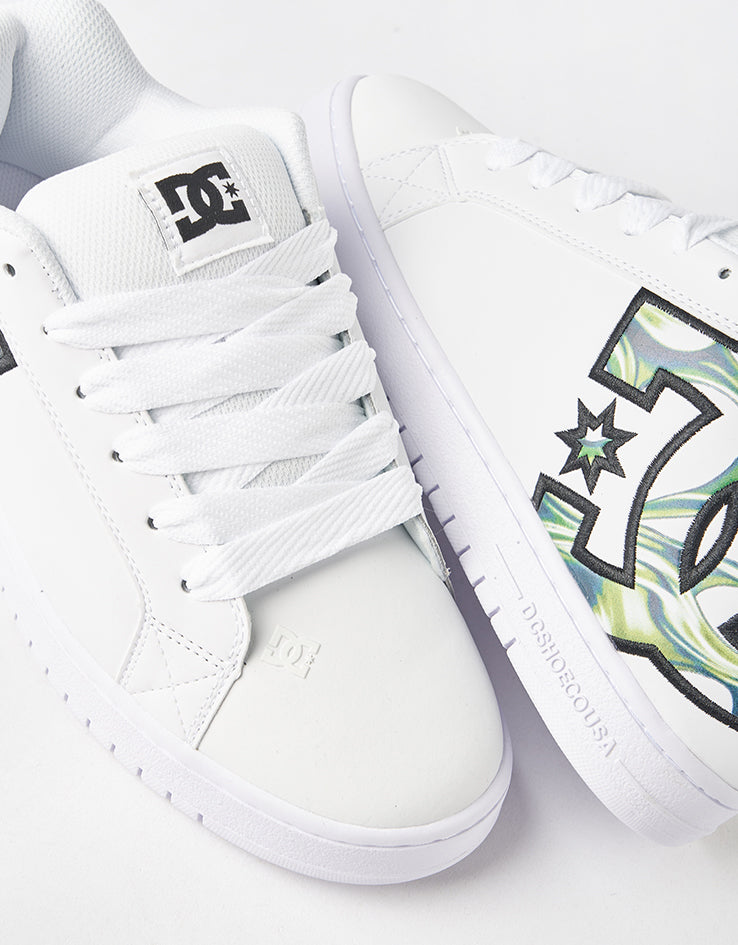 DC Court Graffik Skate Shoes - Liquid Fuego White