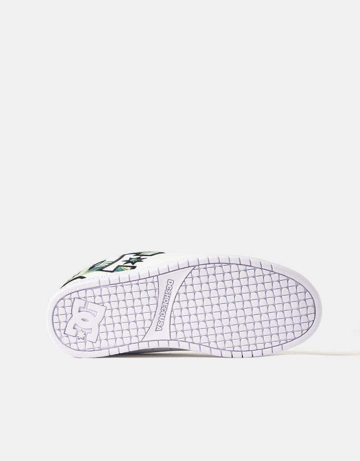 DC Court Graffik Skate Shoes - Liquid Fuego White