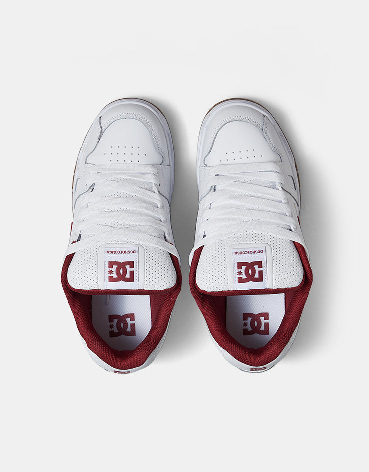 DC Stag Skate Shoes - White/Brick Red/Gum