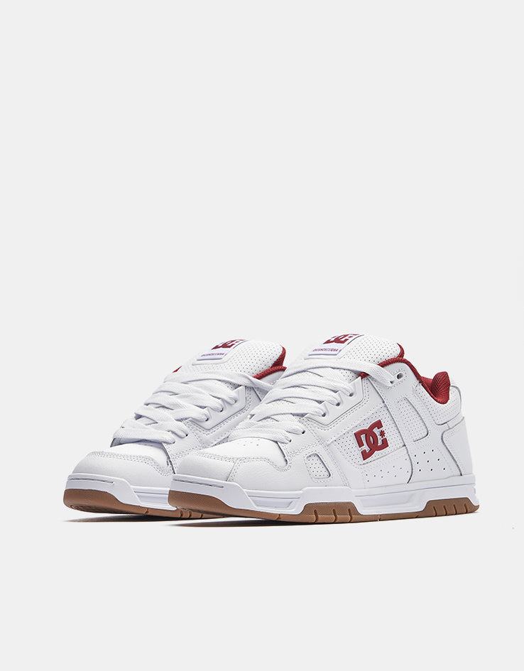 DC Stag Skate Shoes - White/Brick Red/Gum