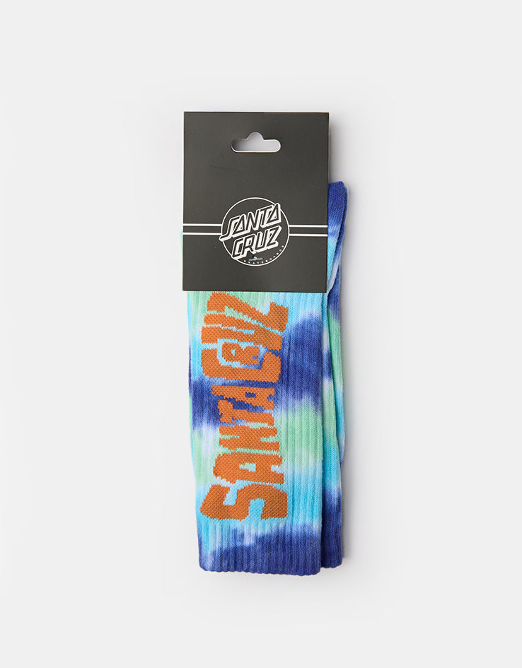 Santa Cruz Ad Rip Crew Socks - Blue Tie Dye