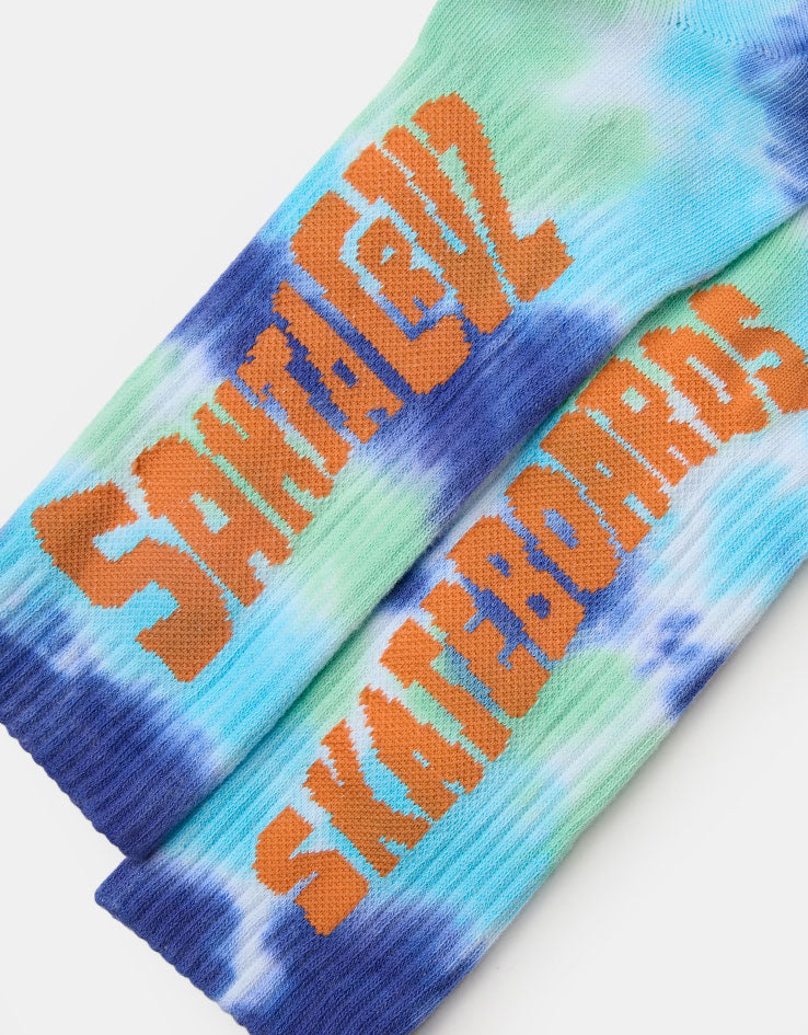 Santa Cruz Ad Rip Crew Socks - Blue Tie Dye