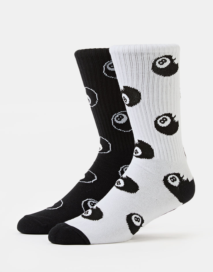 Santa Cruz Winkowski Eight Baller 2 Pack Crew Socks - White & Black