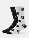 Santa Cruz Winkowski Eight Baller 2 Pack Crew Socks - White & Black