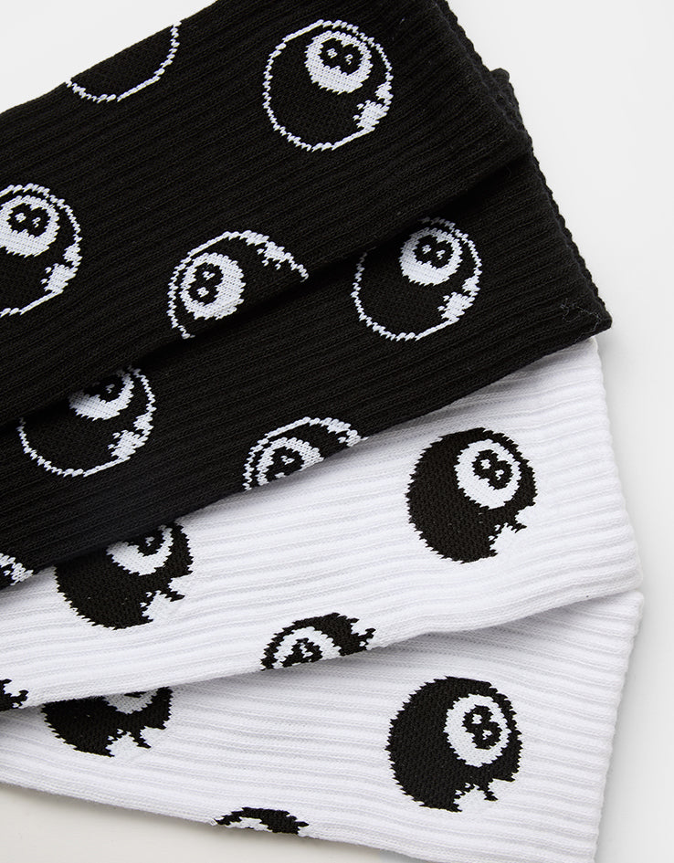 Santa Cruz Winkowski Eight Baller 2 Pack Crew Socks - White & Black
