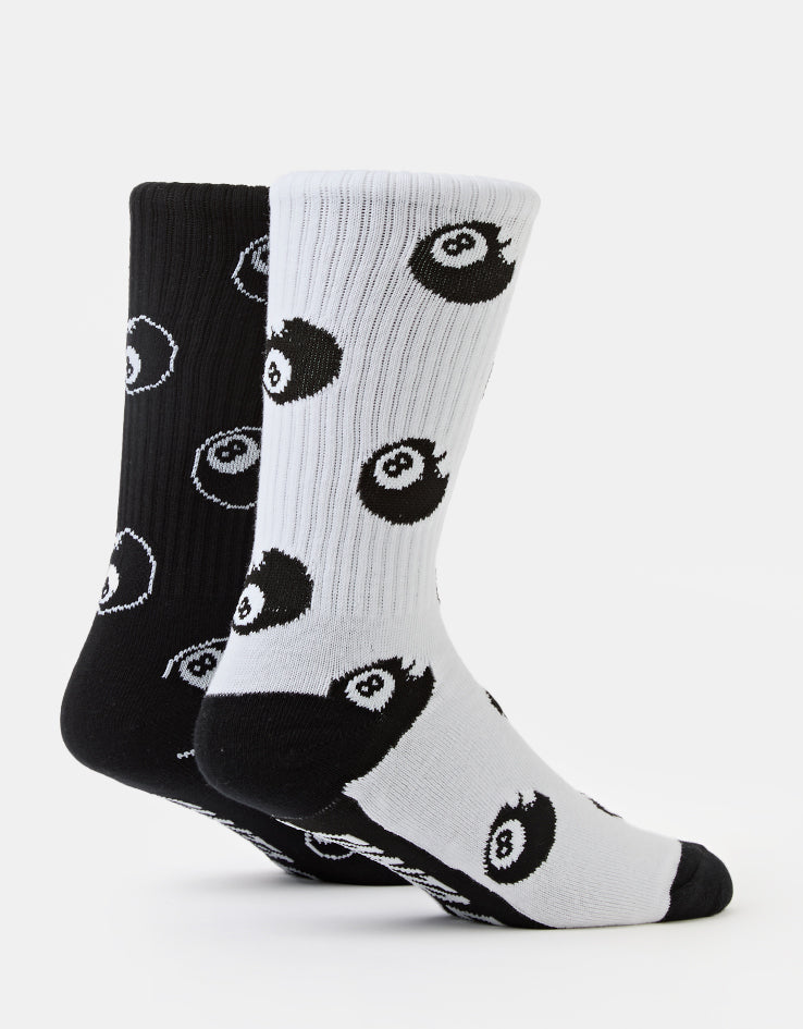 Santa Cruz Winkowski Eight Baller 2 Pack Crew Socks - White & Black