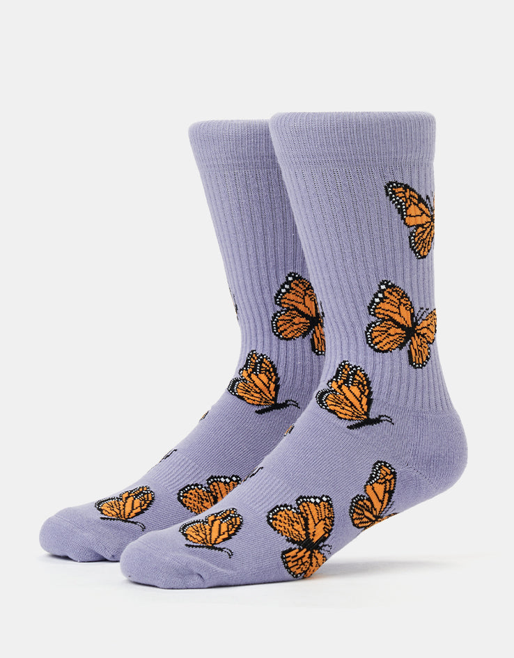 Route One Butterflies Crew Socks - Purple