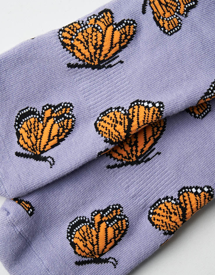 Route One Butterflies Crew Socks - Purple