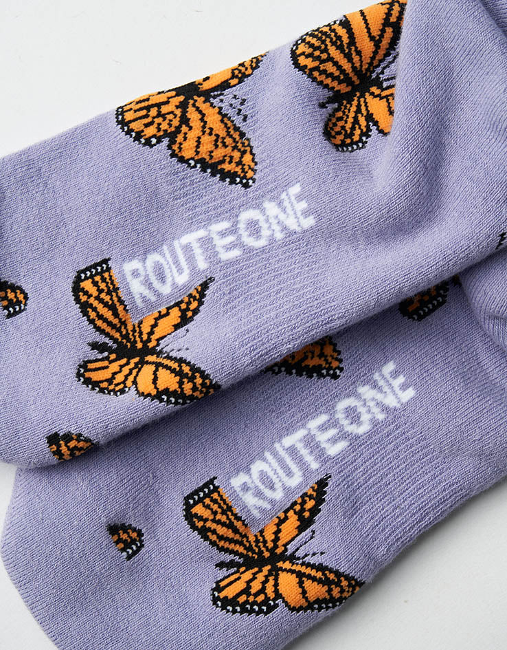 Route One Butterflies Crew Socks - Purple
