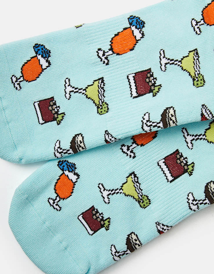 Route One Cocktails Crew Socks - Light Blue
