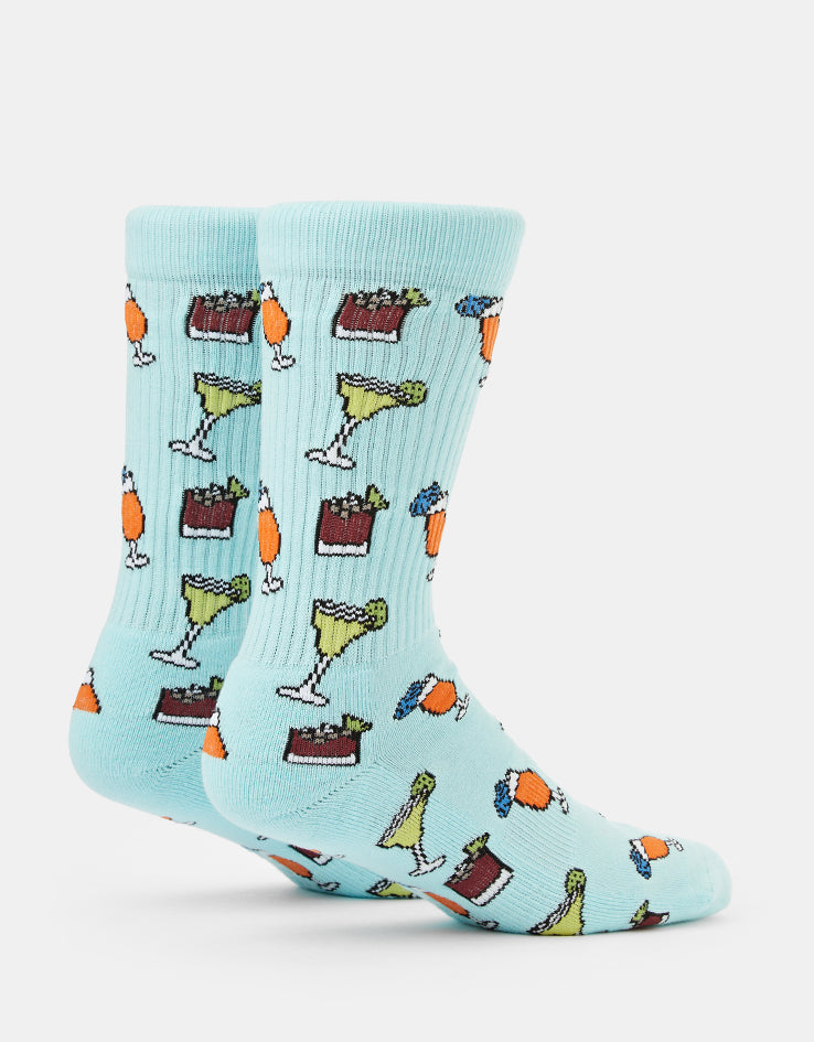 Route One Cocktails Crew Socks - Light Blue