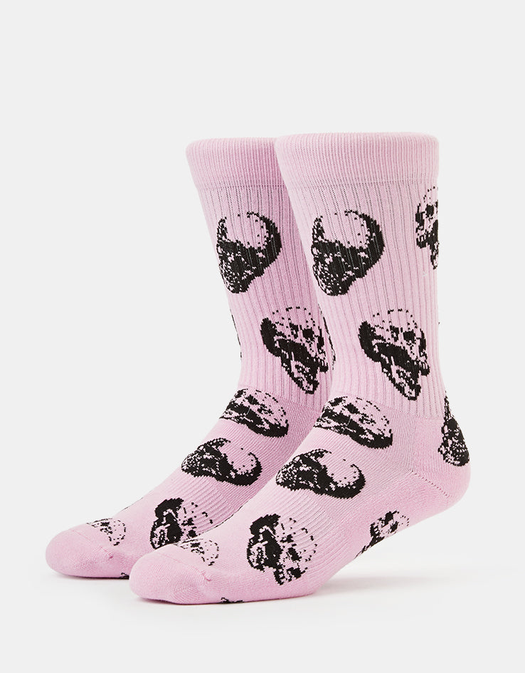 Route One Skulls Crew Socks - Pink